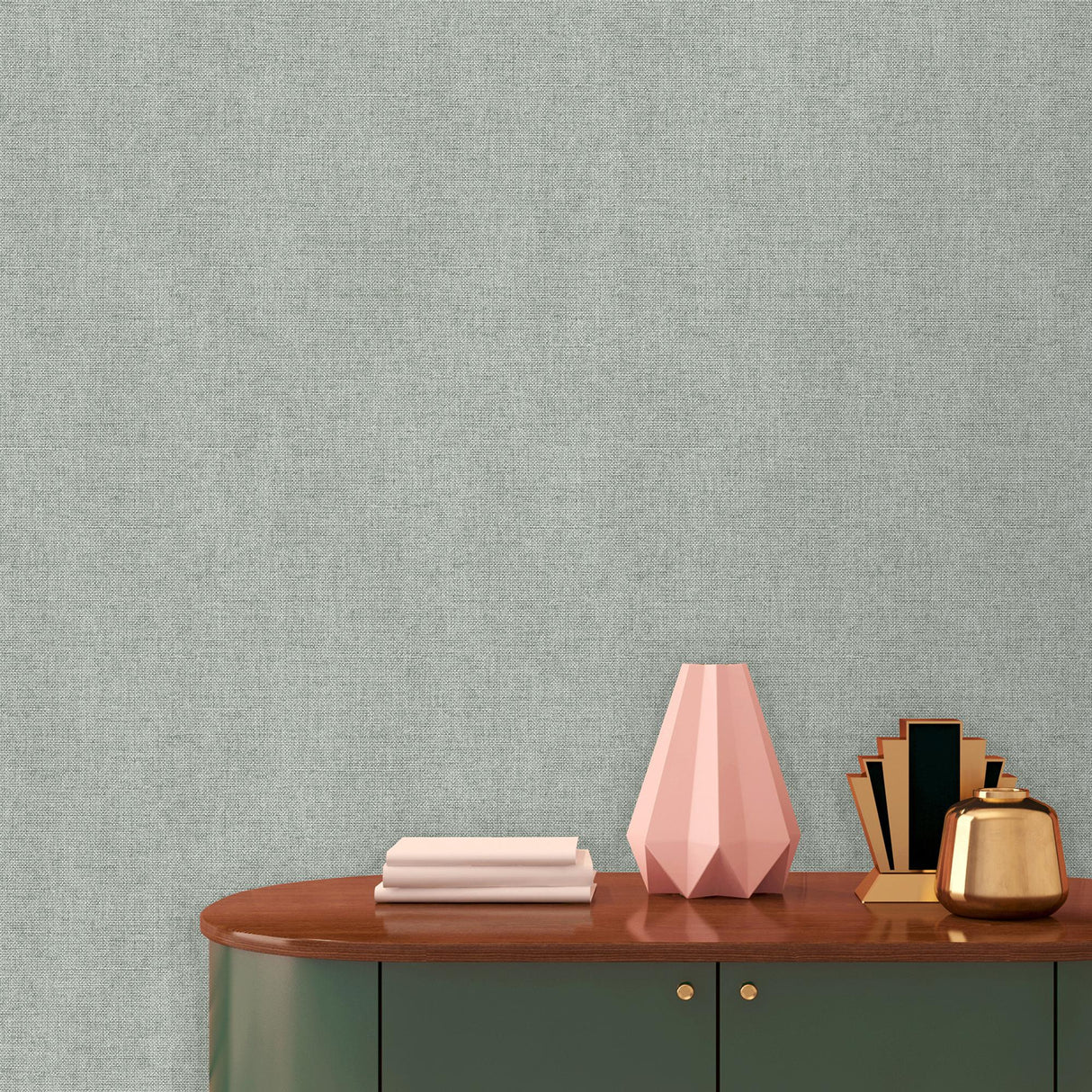 DecoratorsBest Luxe Faux Tweed Textile Texture Light Green Wallpaper