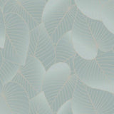 DecoratorsBest Graphic Leaves Light Green Aqua with Foil Accents Wallpaper