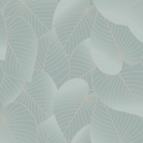 DecoratorsBest Graphic Leaves Light Green Aqua with Foil Accents Wallpaper