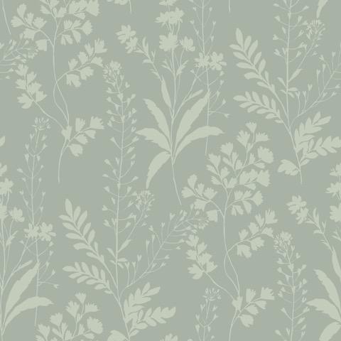 DecoratorsBest Wildflower Silhouettes Pale Green Sage Wallpaper