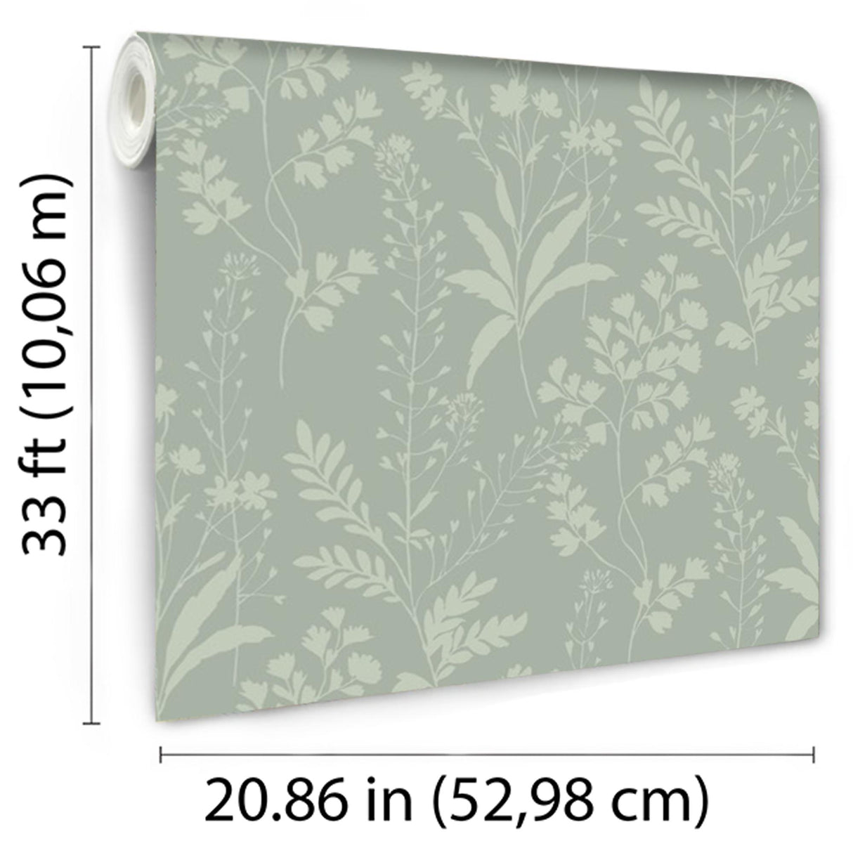 DecoratorsBest Wildflower Silhouettes Pale Green Sage Wallpaper