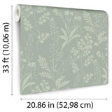 DecoratorsBest Wildflower Silhouettes Pale Green Sage Wallpaper