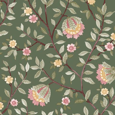 DecoratorsBest Vintage Botanical Blooms Forest Green Wallpaper
