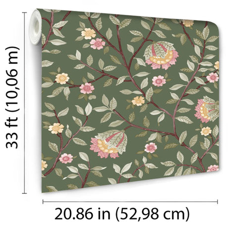DecoratorsBest Vintage Botanical Blooms Forest Green Wallpaper