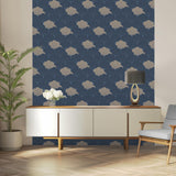 DecoratorsBest Giant Art Deco Gingko Leaf Blue Wallpaper