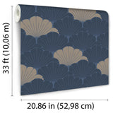 DecoratorsBest Giant Art Deco Gingko Leaf Blue Wallpaper