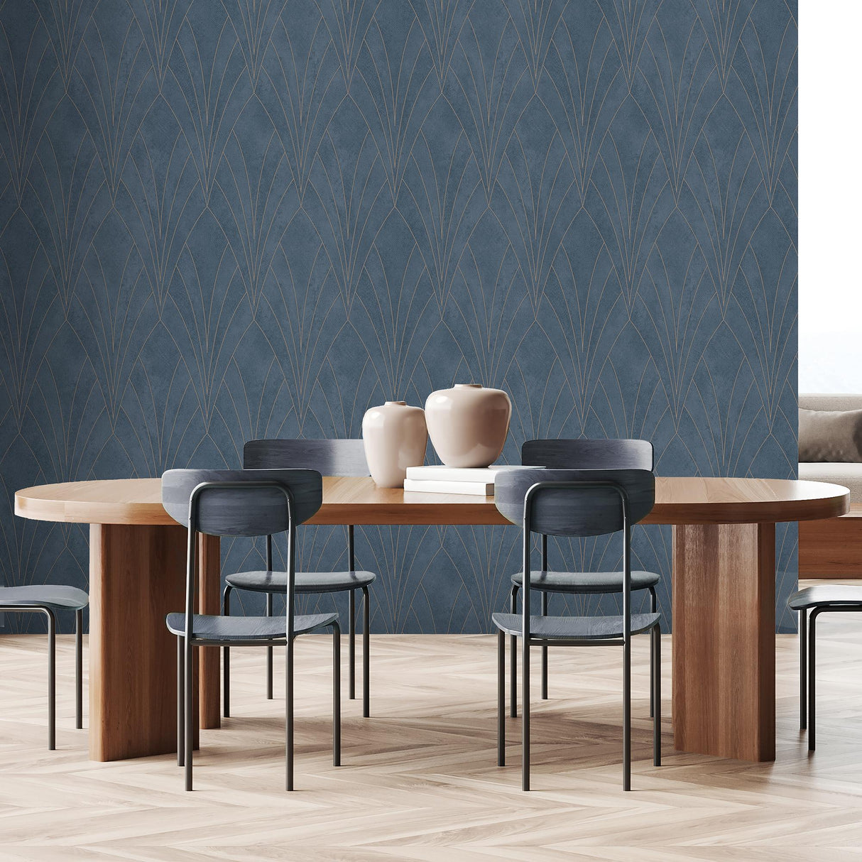 DecoratorsBest Gatsby Glamour Blue Texture Ground Wallpaper