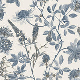DecoratorsBest Botanical Print Blue with Ecru Cream Ground Wallpaper