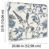 DecoratorsBest Botanical Print Blue with Ecru Cream Ground Wallpaper
