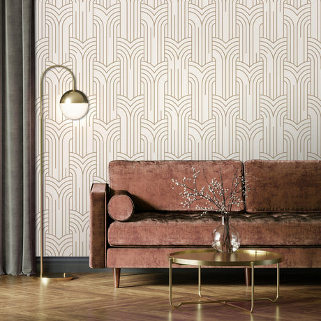 DecoratorsBest Arch Deco White & Gold Wallpaper