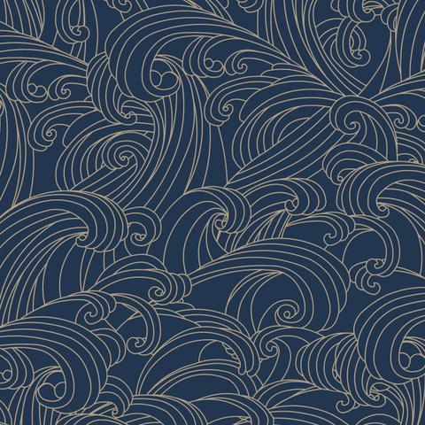 DecoratorsBest Big Wave Blue Wallpaper