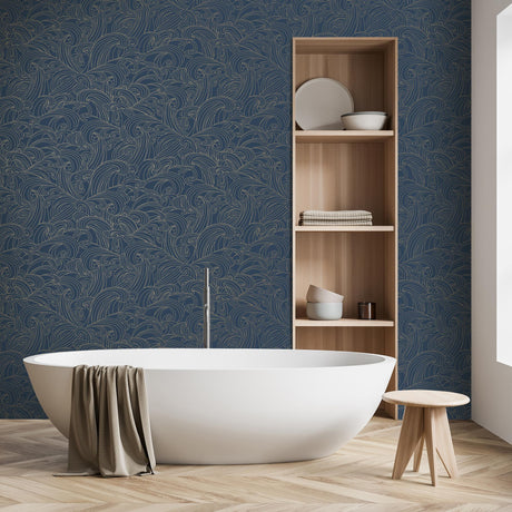 DecoratorsBest Big Wave Blue Wallpaper