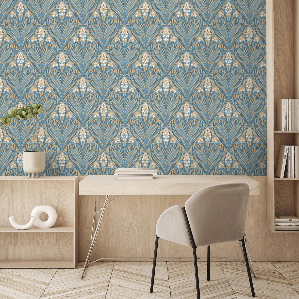 DecoratorsBest Victorian Bloom Green with Ochre Ground Wallpaper
