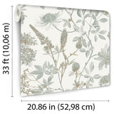 DecoratorsBest Botanical Print Green with Ecru Cream Ground Wallpaper