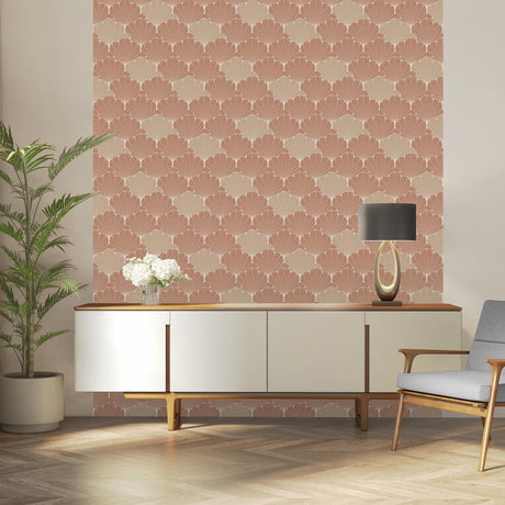 DecoratorsBest Giant Art Deco Gingko Leaf Burnt Orange Ochre Wallpaper