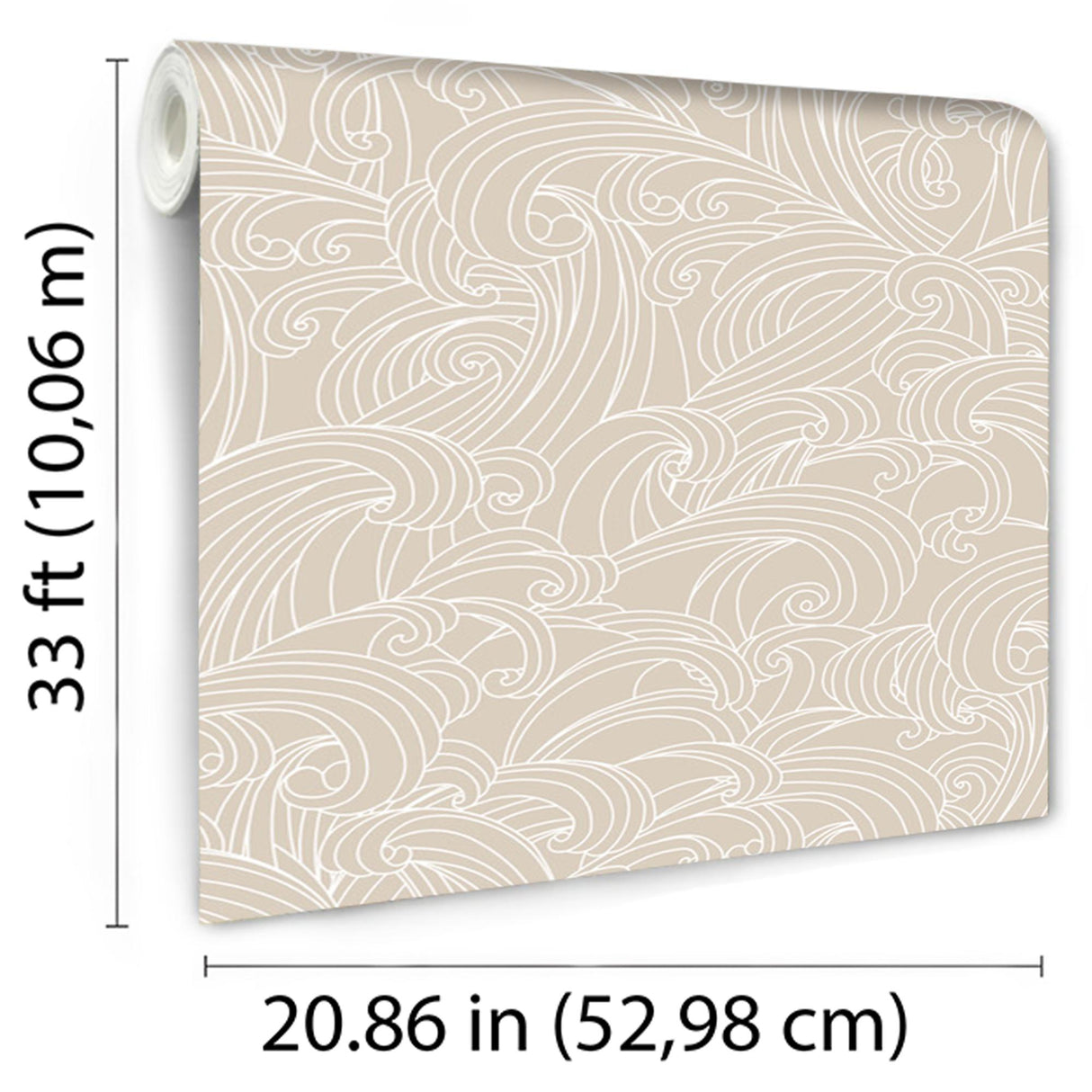 DecoratorsBest Big Wave Beige Cream Wallpaper