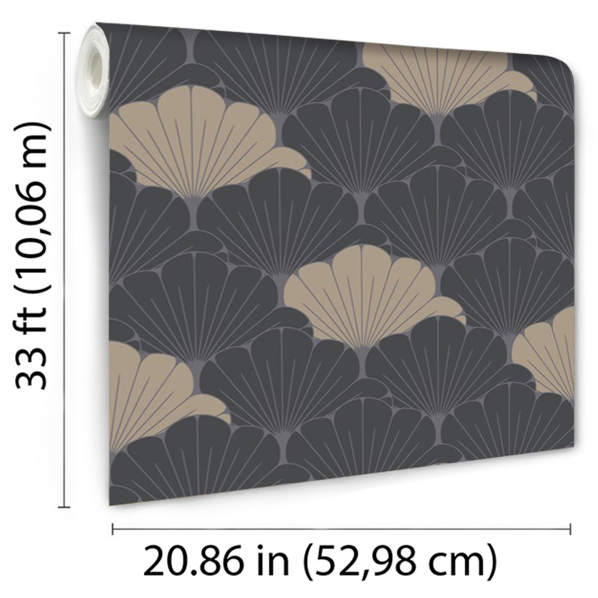 DecoratorsBest Giant Art Deco Gingko Leaf Black Wallpaper