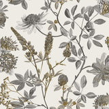 DecoratorsBest Botanical Print Grey with Ecru Cream Ground Wallpaper