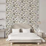 DecoratorsBest Botanical Print Grey with Ecru Cream Ground Wallpaper