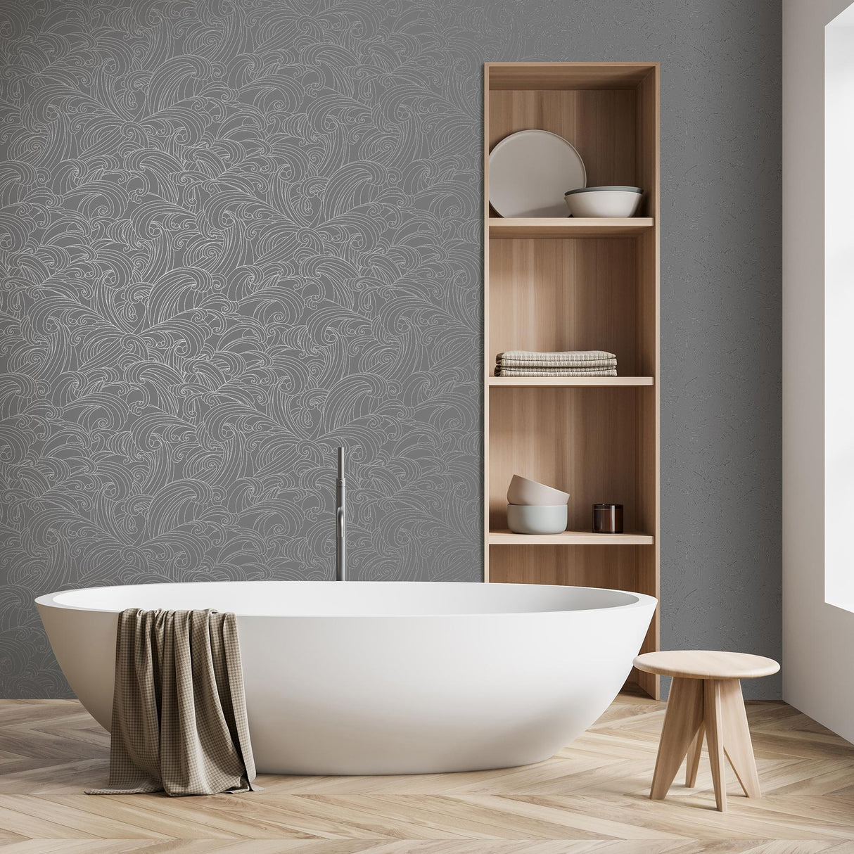 DecoratorsBest Big Wave Grey Wallpaper