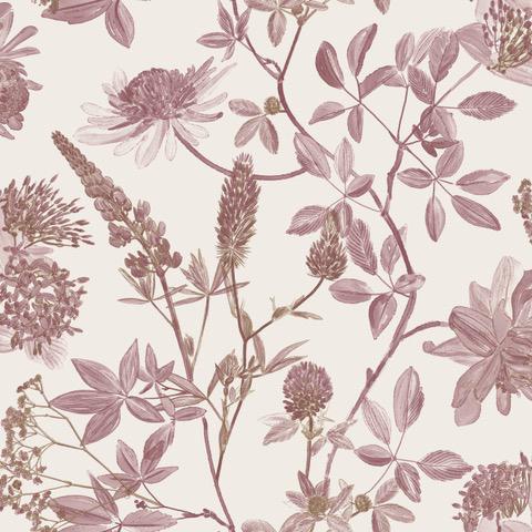 DecoratorsBest Botanical Print Red with Ecru Cream Ground Wallpaper