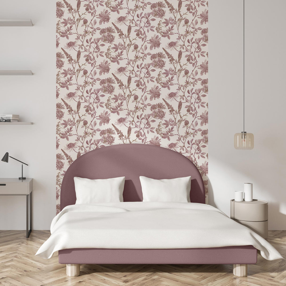 DecoratorsBest Botanical Print Red with Ecru Cream Ground Wallpaper