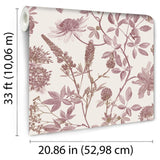 DecoratorsBest Botanical Print Red with Ecru Cream Ground Wallpaper