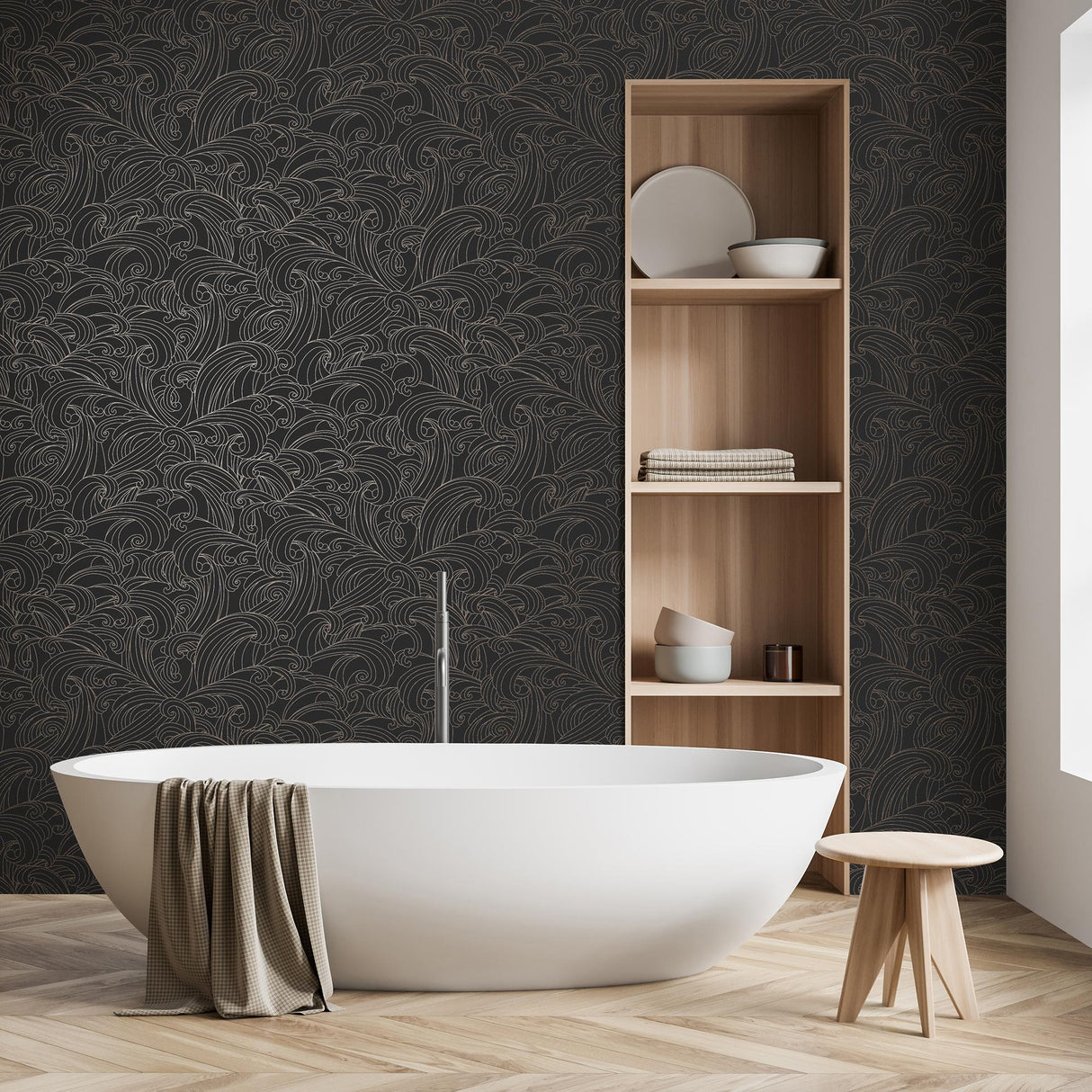 DecoratorsBest Big Wave Black Wallpaper