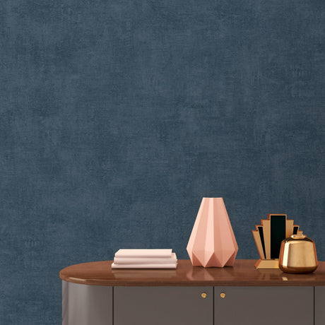 DecoratorsBest Washed Linen Texture Deep Blue Navy Blue Wallpaper