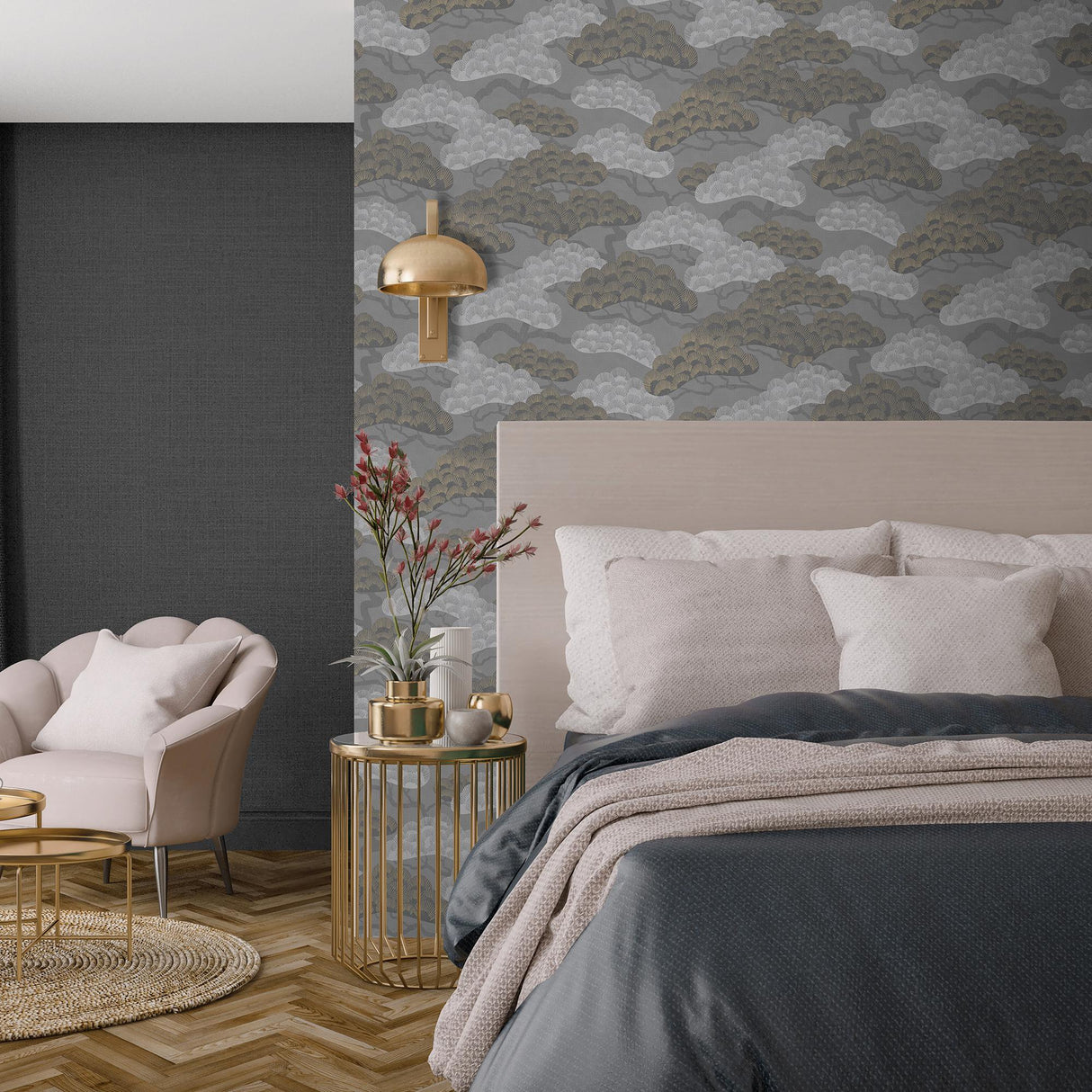 DecoratorsBest Bonsai Grove Dark Grey Wallpaper