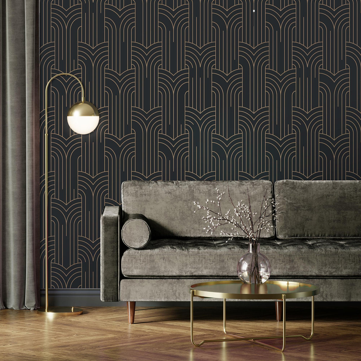 DecoratorsBest Arch Deco Black & Silver Wallpaper