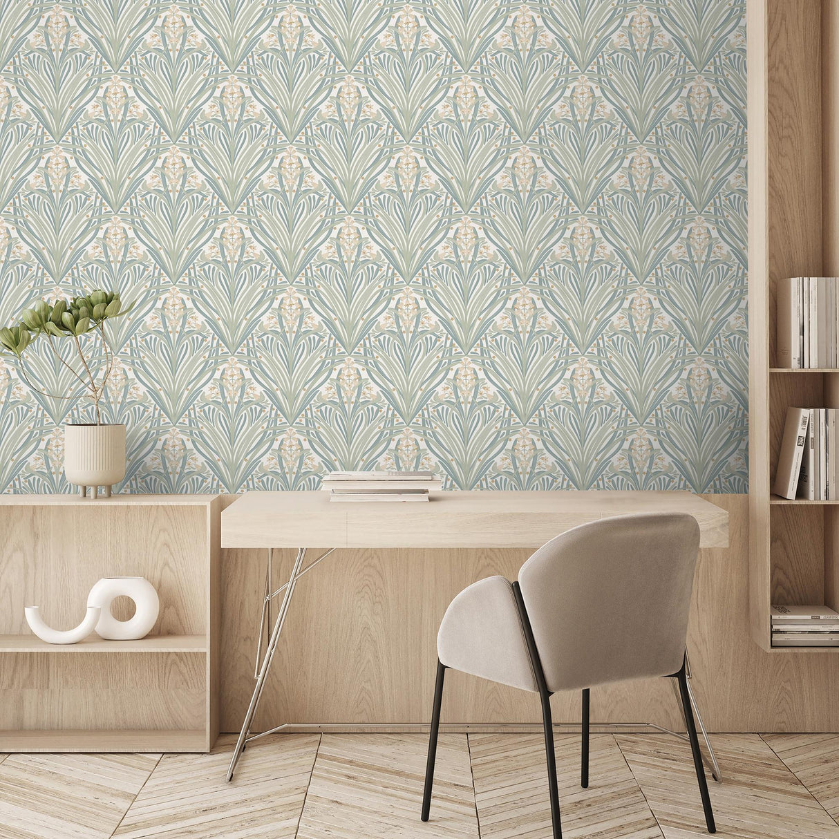 DecoratorsBest Victorian Bloom Light Green with Cream Ground Wallpaper