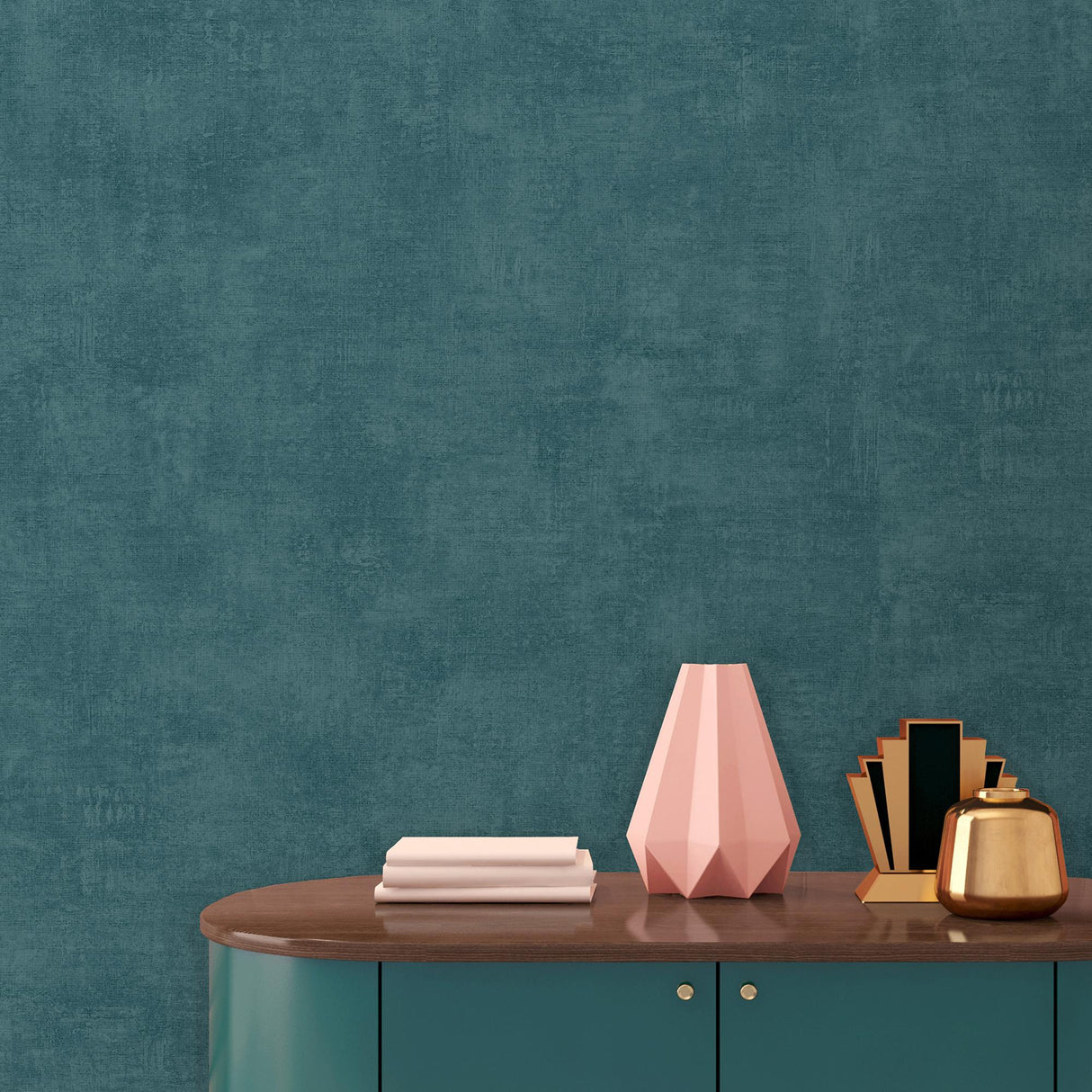 DecoratorsBest Washed Linen Texture Duck Green Wallpaper