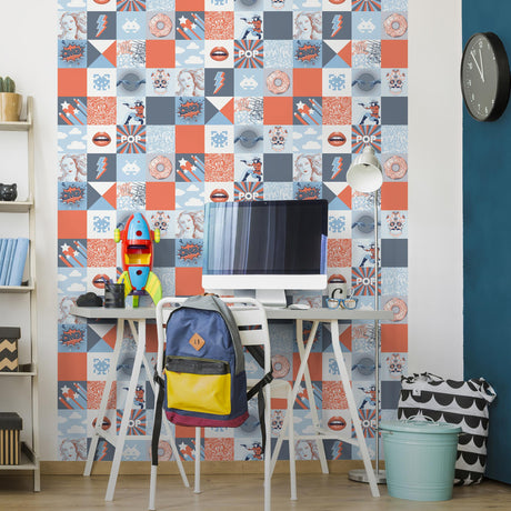DecoratorsBest Pop Art Patchwork Blue Wallpaper