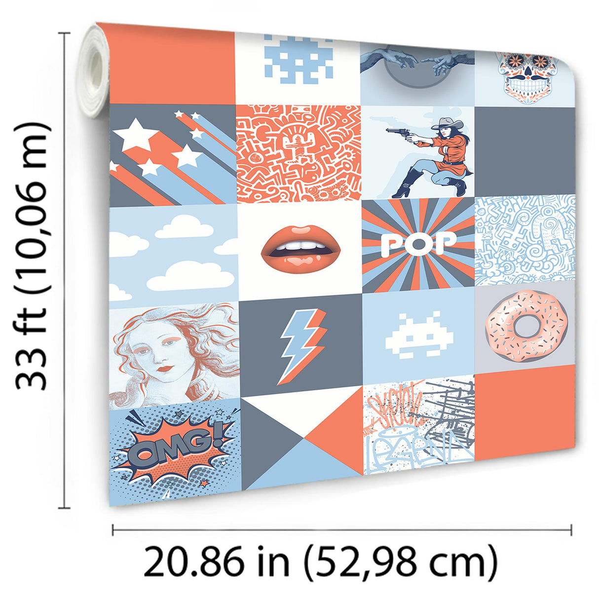 DecoratorsBest Pop Art Patchwork Blue Wallpaper