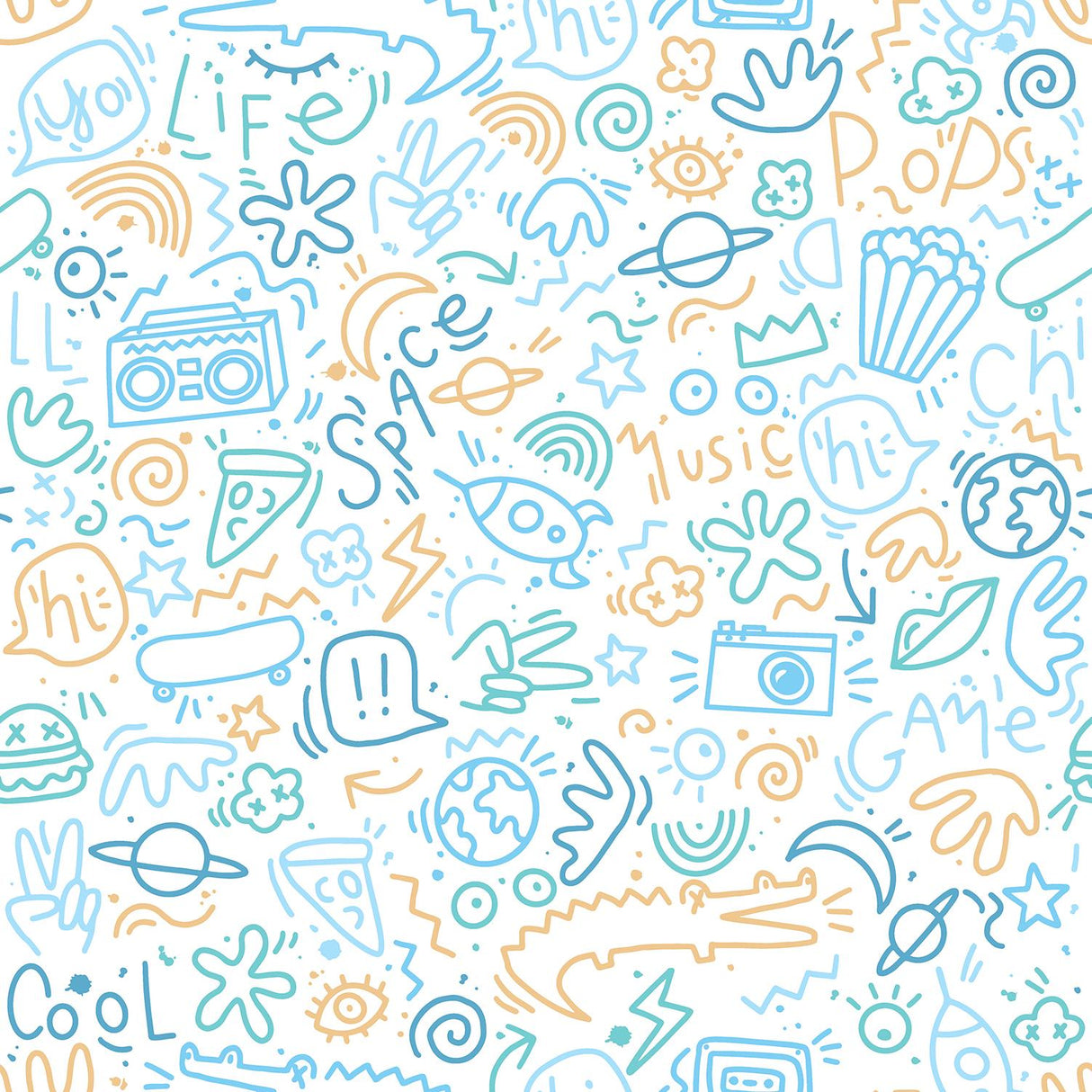 DecoratorsBest Doodle Blue Wallpaper