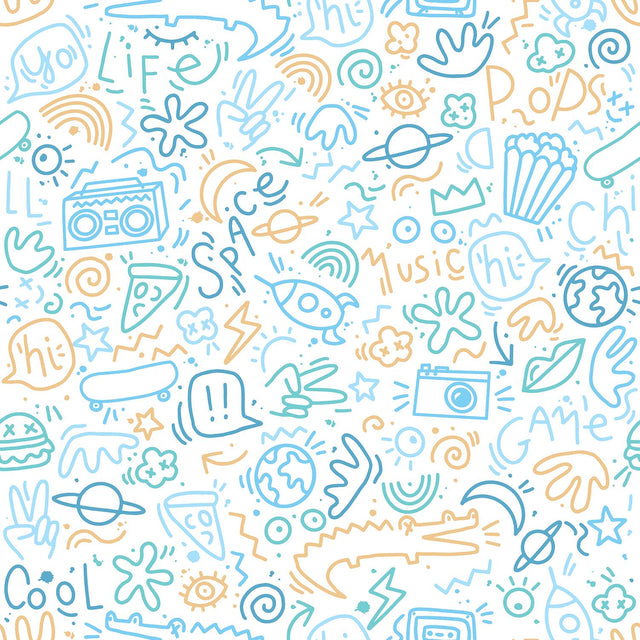 DecoratorsBest Doodle Blue Wallpaper