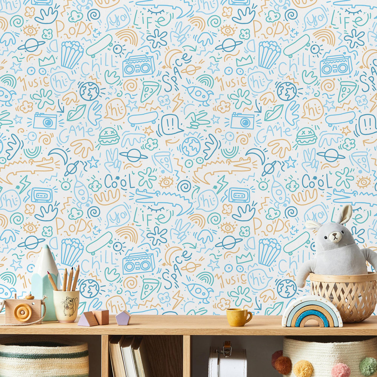 DecoratorsBest Doodle Blue Wallpaper