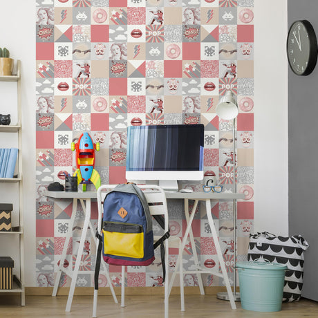 DecoratorsBest Pop Art Patchwork Pink Wallpaper