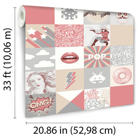 DecoratorsBest Pop Art Patchwork Pink Wallpaper