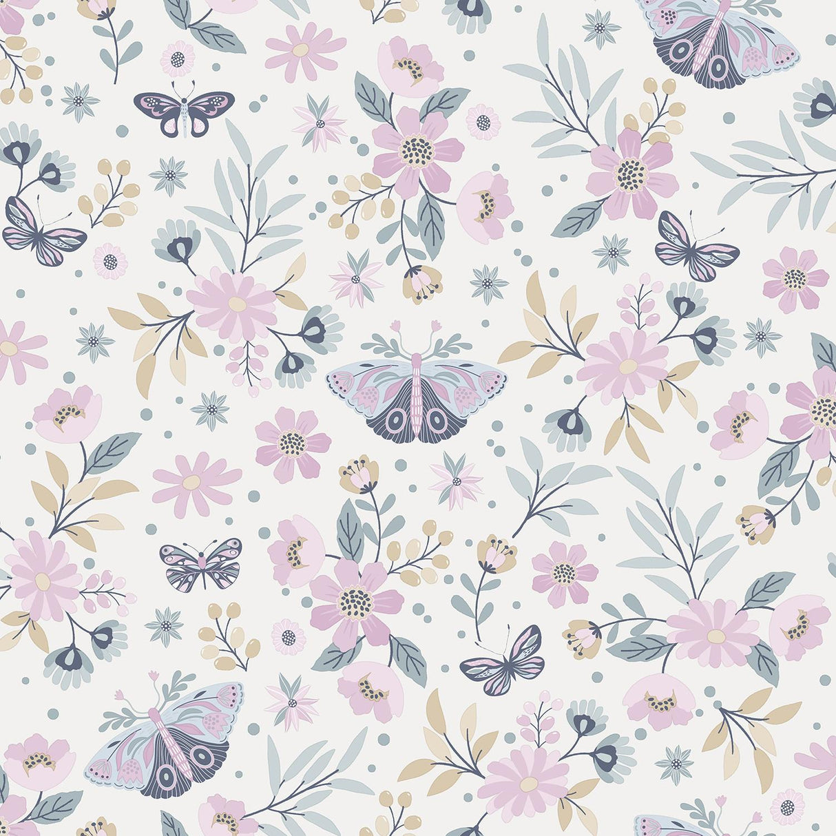 DecoratorsBest Whimsical Meadow Pink Wallpaper