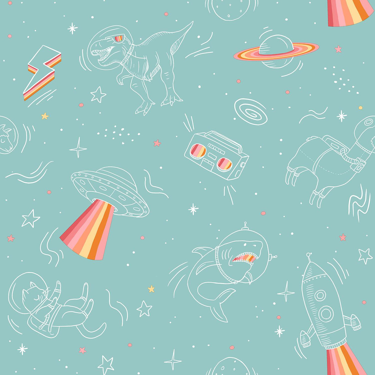 DecoratorsBest Space Adventures Aqua Wallpaper