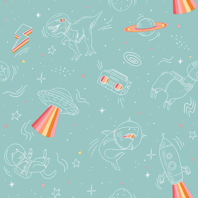 DecoratorsBest Space Adventures Aqua Wallpaper