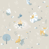 DecoratorsBest Woodland Friends Beige Neutral Wallpaper