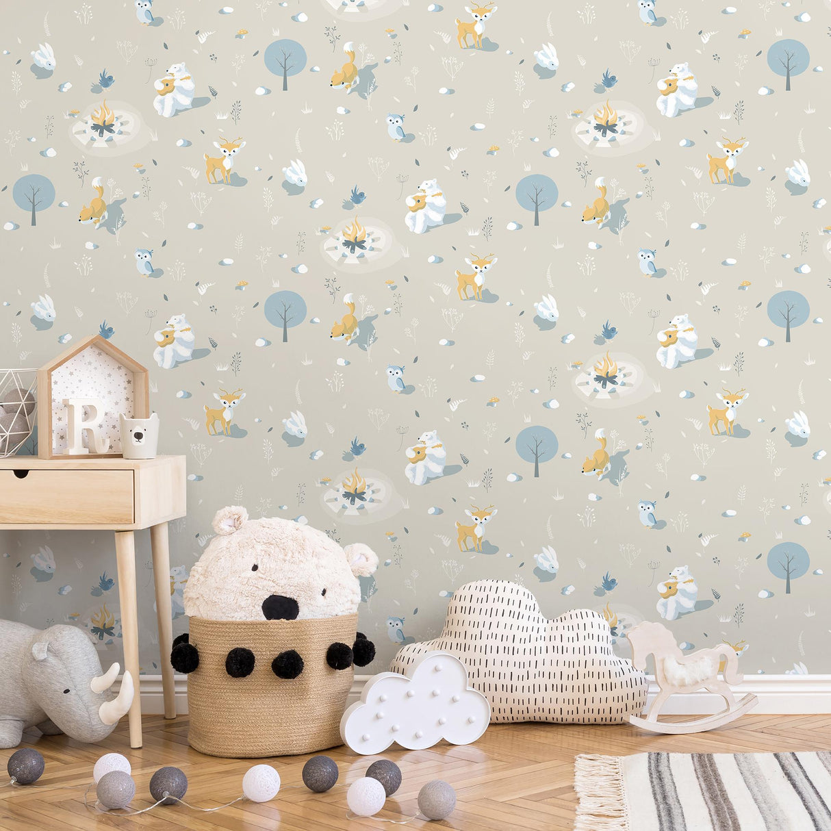 DecoratorsBest Woodland Friends Beige Neutral Wallpaper
