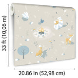 DecoratorsBest Woodland Friends Beige Neutral Wallpaper