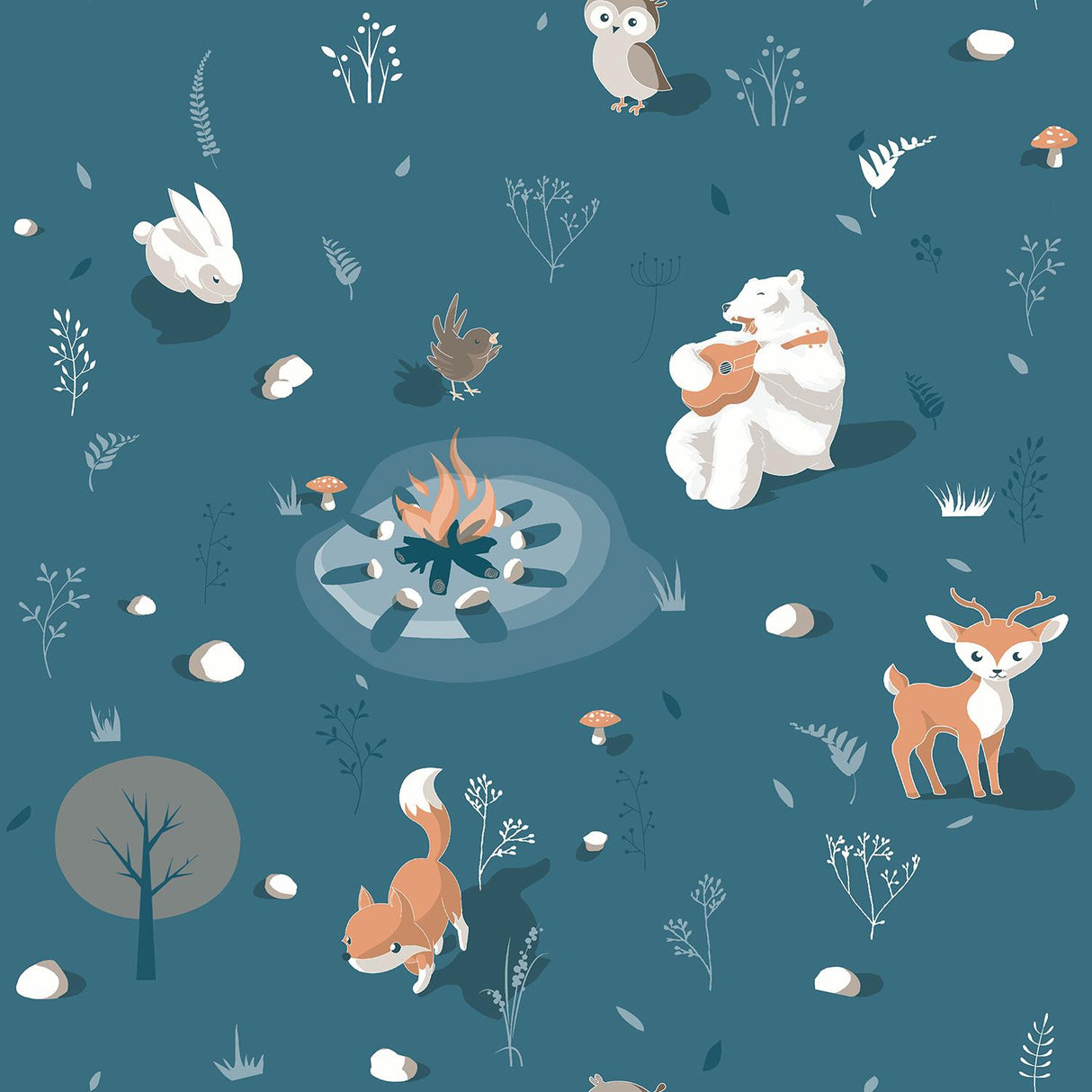 DecoratorsBest Woodland Friends Blue Wallpaper