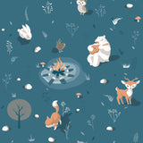 DecoratorsBest Woodland Friends Blue Wallpaper
