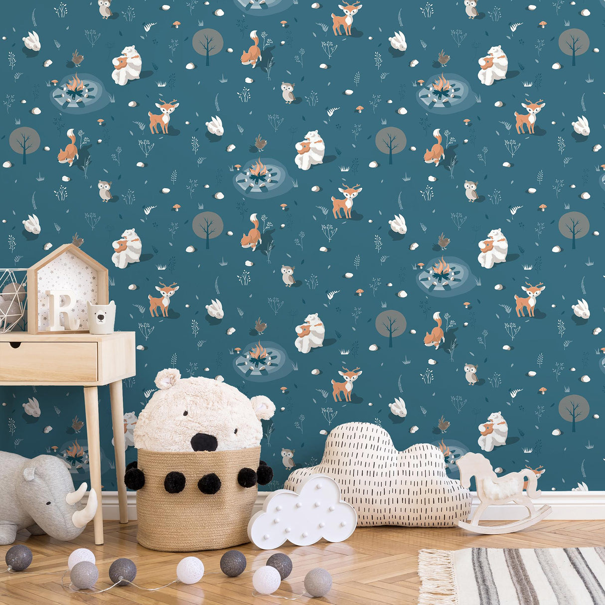 DecoratorsBest Woodland Friends Blue Wallpaper