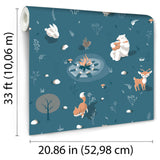 DecoratorsBest Woodland Friends Blue Wallpaper